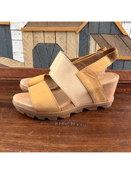 Sorel Shoes - Sorel Joanie II Leather Wedge Platform Sandals Camel Brown Women's Size 9